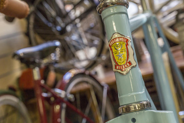 Details and mechanical parts in the Rossignoli bike shop an icon of Milan Lombardy Italy Europe