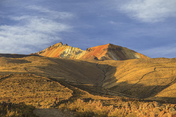 The Volcano Tunupa is situated on a peninsula of the Salar de Uyuni and provides fantastic views to the Salar because it overtops the Salar de Uyuni more than 1500 meters. Due to its outstanding location the Volcano Tunupa is a holy mountain of the Aymara people, Bolivia, South America