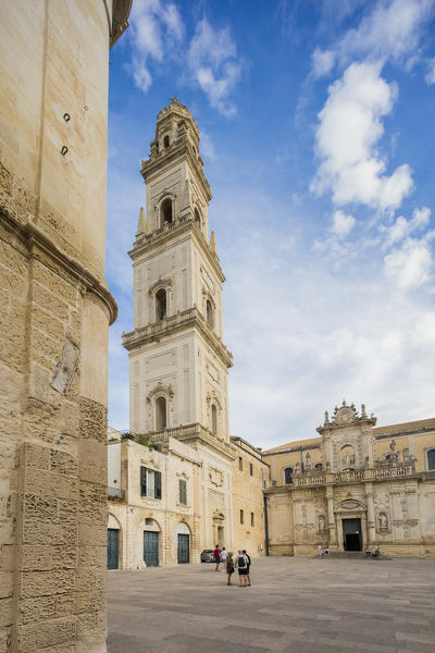 The Baroque style of the ancient Lecce Cathedral in the old town Apulia Italy Europe