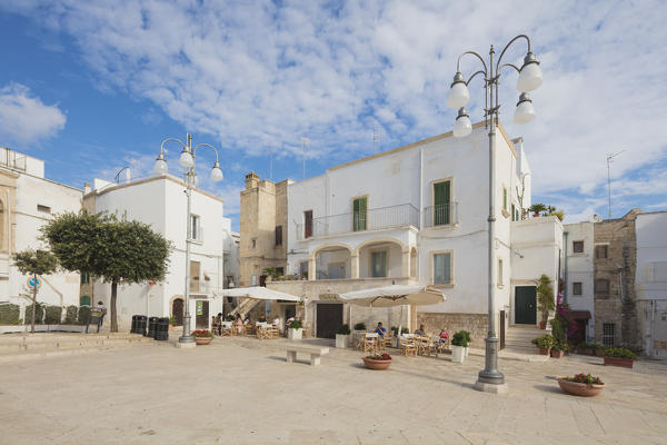 Typical white houses of the old town Polignano a Mare province of Bari Apulia Italy Europe