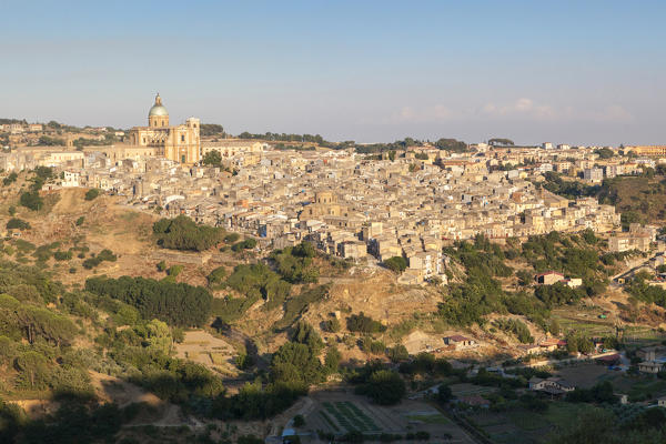 The ancient baroque old town and dome of cathedral of Piazza Armerina province of Enna Sicily Italy Europe