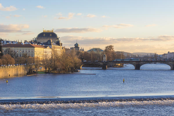 Vltava (Moldava) river framed by Charles Bridge Prague Czech Republic Europe
