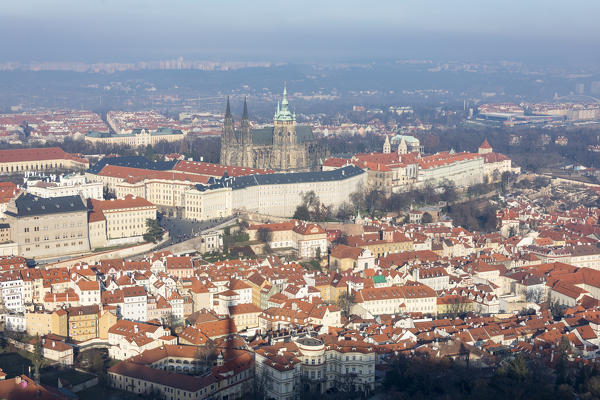 View of typical buildings and ancient churches of Prague Czech Republic Europe