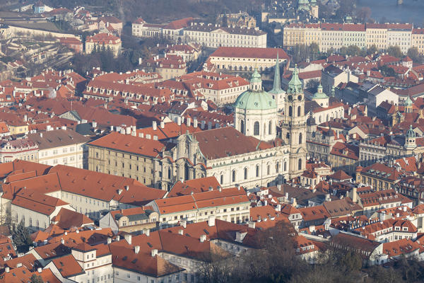 View of typical architecture and ancient churches Prague Czech Republic Europe