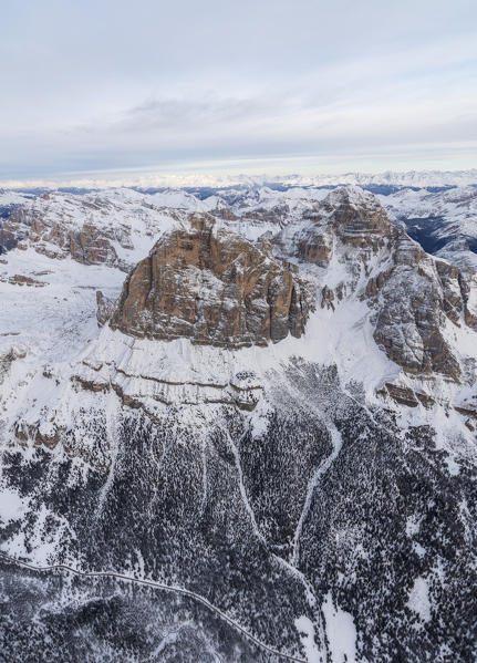 Aerial view of the snowy ridges of the Gruppo delle Tofane Dolomites Cortina D'ampezzo Province of Belluno Veneto Italy Europe