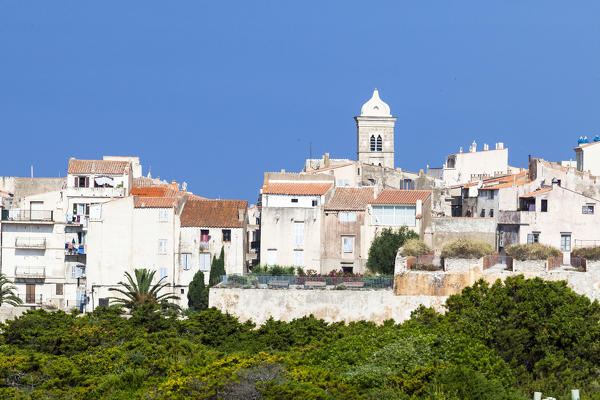 Typical architecture of houses and buildings of the old town Bonifacio Corsica France Europe