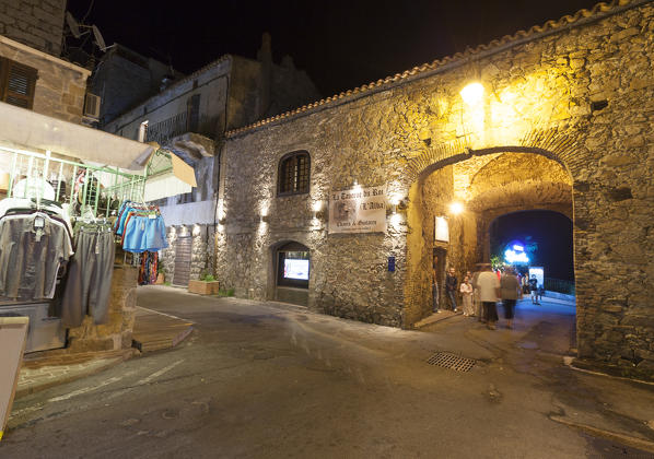Tourists in the medieval alleys of the old town Porto Vecchio Corsica France Europe