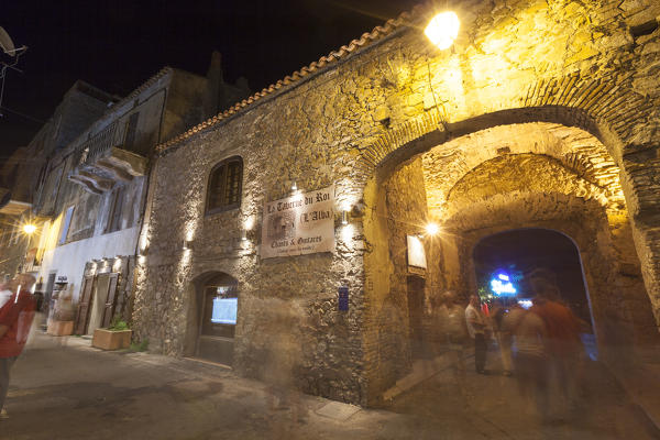 Tourists in the medieval alleys of the old town Porto Vecchio Corsica France Europe