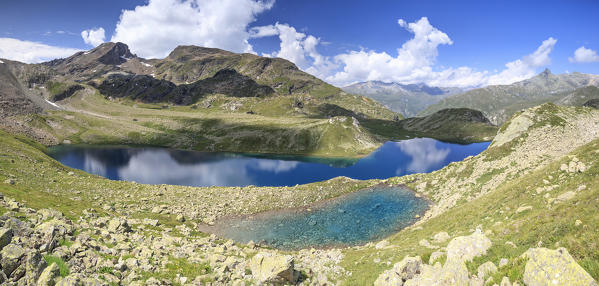 Alpine lake during summer, Leg Grevasalvas, Julierpass, Maloja, canton of Graubünden, Engadin, Switzerland