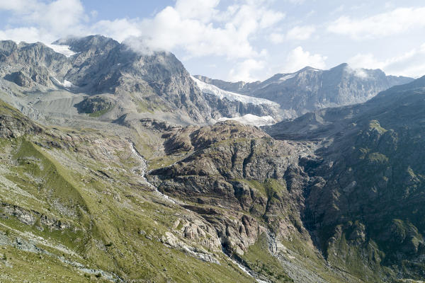 Rocks along the path of Sentiero Glaciologico of Fellaria Glacier, Malenco Valley, Valtellina, Lombardy, Italy