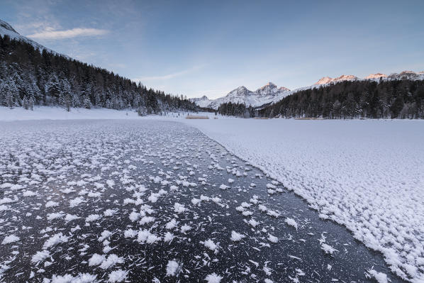 Ice crystals, Lej da Staz, St Moritz, canton of Graubünden, Engadine, Switzerland