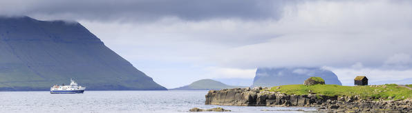 Panoramic of Kirkjubour, Streymoy island, Faroe Islands, Denmark