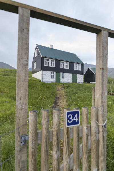 Typical houses, Nordskali, Eysturoy island, Faroe Islands, Denmark