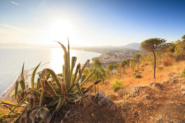 Overview of Castellammare del Golfo from hills, province of Trapani, Sicily, Italy