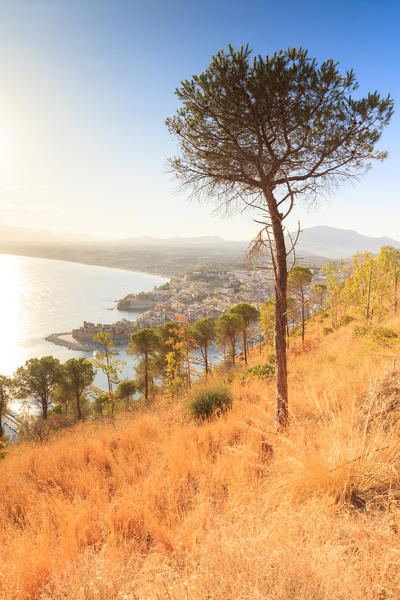 Overview of Castellammare del Golfo from hills, province of Trapani, Sicily, Italy
