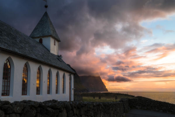 Church of Vidareidi, Vidoy island, Faroe Islands, Denmark