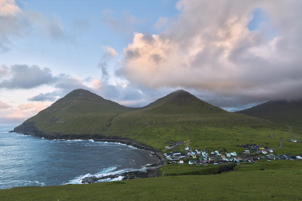 Coastal village of Giogv, Eysturoy island, Faroe Islands, Denmark