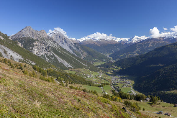 Valdidentro seen from Val Vezzola, Valtellina, Sondrio province, Lombardy, Italy