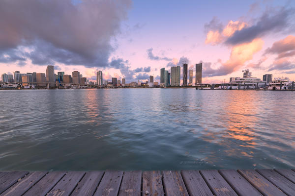 Skyline of Downtown Miami from Watson Island, Miami, Florida, USA, North America