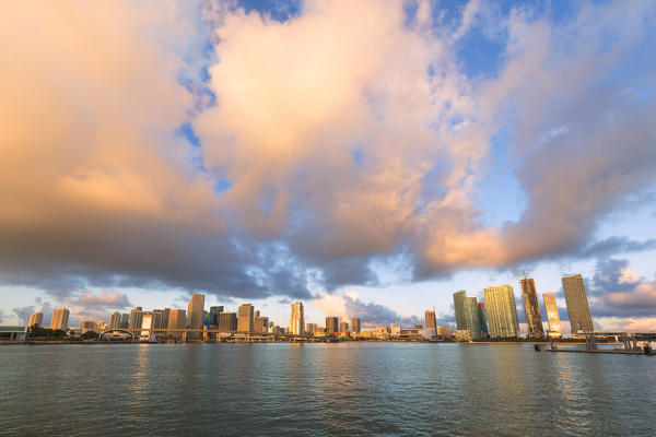 Skyline of Downtown Miami from Watson Island, Miami, Florida, USA, North America