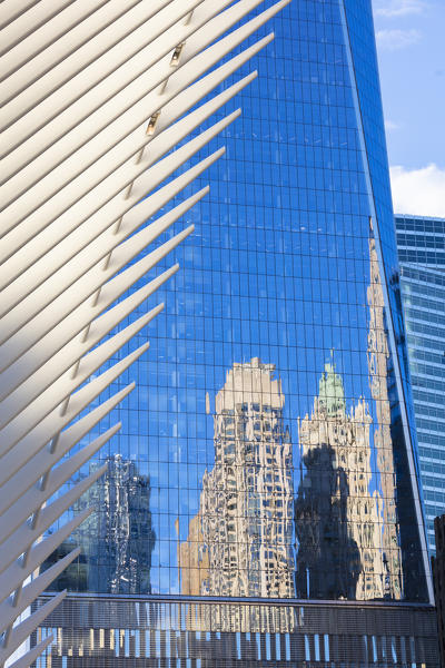 The Oculus building and Freedom Tower, One World Trade Center, Lower Manhattan, New York City, USA