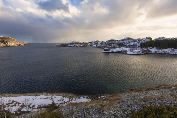 Clouds on the calm sea, Nusfjord, Lofoten Islands, Norway