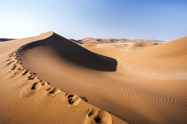 Sand dunes shaped by wind Deadvlei Sossusvlei Namib Desert Naukluft National Park Namibia Africa