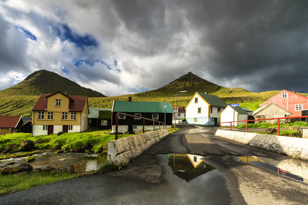 Traditional village of Gjogv, Eysturoy island, Faroe Islands, Denmark