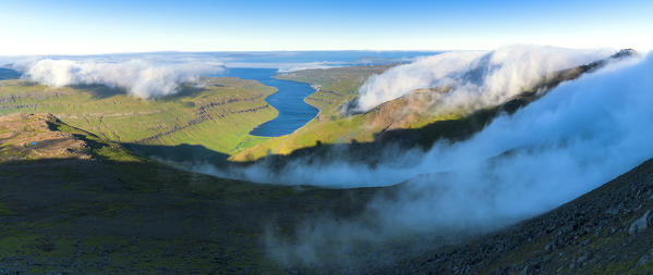 Panoramic of Kaldbakfjord, Streymoy island, Faroe Islands, Denmark