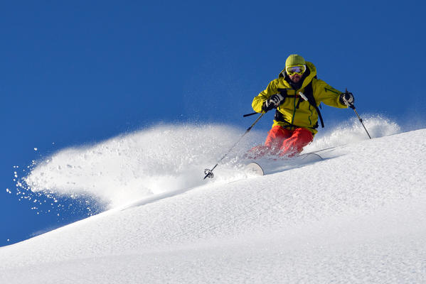 Freerider ski with powder snow, Aosta Valley,Italy
