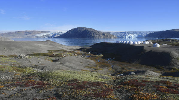 Qaleraliq fjord, glacier and glacier camp,Greenland