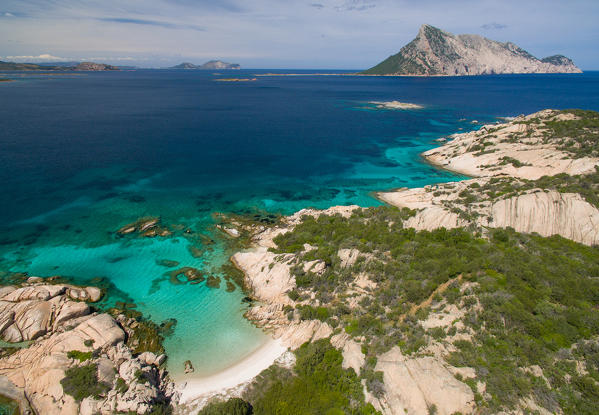 Spiaggia delle Vacche and Tavolara island, San Teodoro, Olbia Tempio province, Sardinia, Europe.