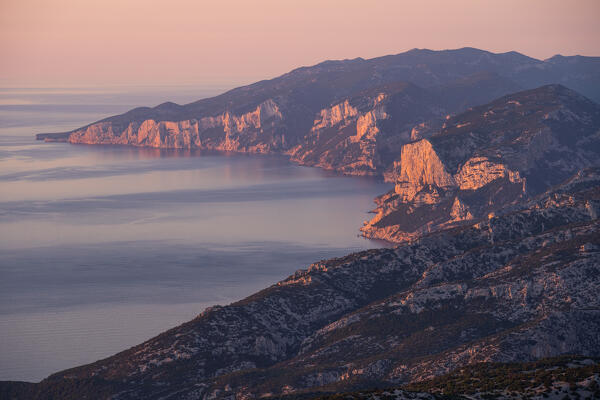 Sunrise in the Gulf of Orosei, Baunei, Nuoro province, Sardinia, Italy, Europe.