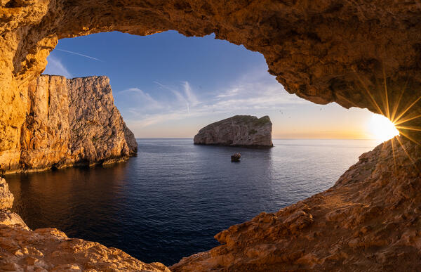 Cave at Capo Caccia, Alghero, Sassari province, Sardinia, Italy, Europe.