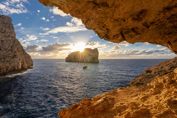 Cave at Capo Caccia, Alghero, Sassari province, Sardinia, Italy, Europe.