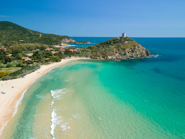 Torre di Chia beach, Chia,Domus De Maria, Cagliari province, Sardinia, italy, europe.