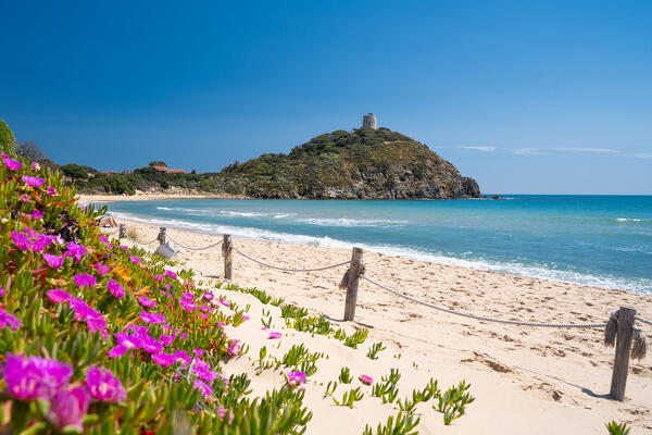 Torre di Chia beach, Chia,Domus De Maria, Cagliari province, Sardinia, italy, europe.