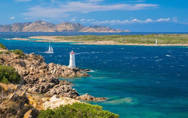 Capo Ferro lighthouse, Porto cervo , Arzachena, Olbia Tempio province, sardinia, italy, europe.