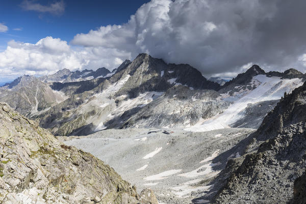 a view of the Natural Park Adamello Brenta, with the Capanna Presena in the background, Trento province, Trentino Alto Adige, Italy