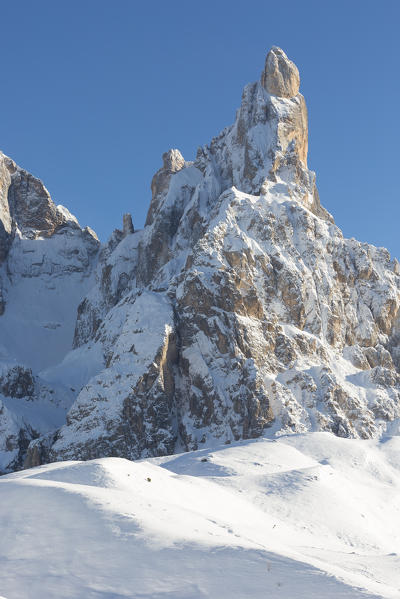 a winter view of the Cimon della Pala, the highest peak of the Pale di San Martino.
Trento province, Trentino Alto Adige, Italy, Europe