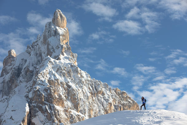 Cimon della Pala mount in winter, Pala group (Pale di San Martino), Trento province, Trentino-Alto Adige, Italy.