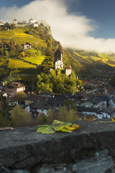 an autumn view of the village of Klausen (Chiusa), Bolzano province, South Tyrol, Trentino Alto Adige, Italy, Europe
