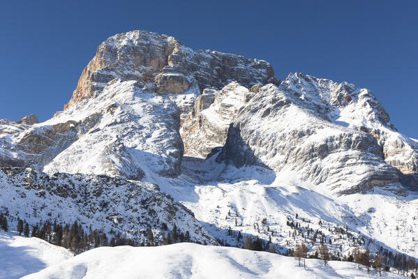 a winter picture of the Croda Rossa d'Ampezzo, Bolzano province, South Tyrol, Trentino Alto Adige, Italy, Europe, 