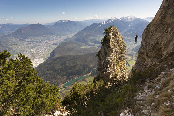 an impressive view of the famous tibetan bridge at the via ferrata 