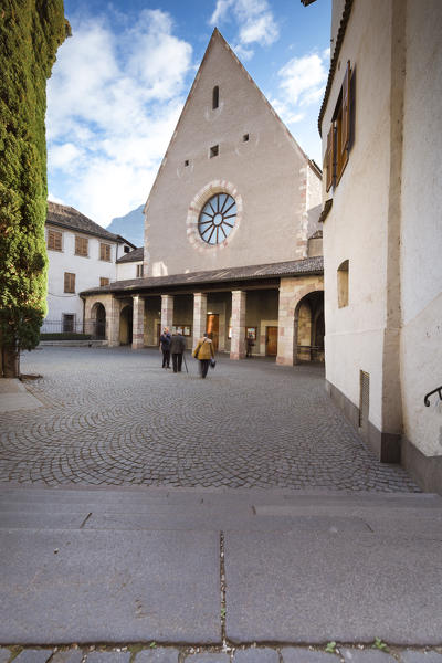 a view of the front side of the church of Cappuccini in Bolzano, Bolzano province, South Tyrol, Trentino Alto Adige, Italy, Europe