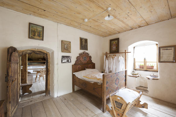 a view of the interior of an old country house in Sarntal, Bolzano province, Trentino, Alto Adige, South Tyrol, Italy