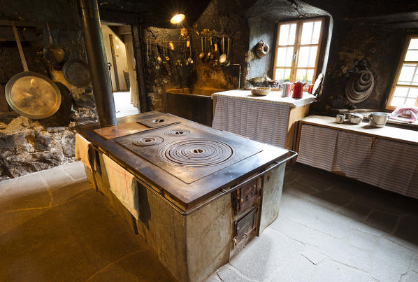 a view of the interior of an old country house in Sarntal, Bolzano province, Trentino, Alto Adige, South Tyrol, Italy
