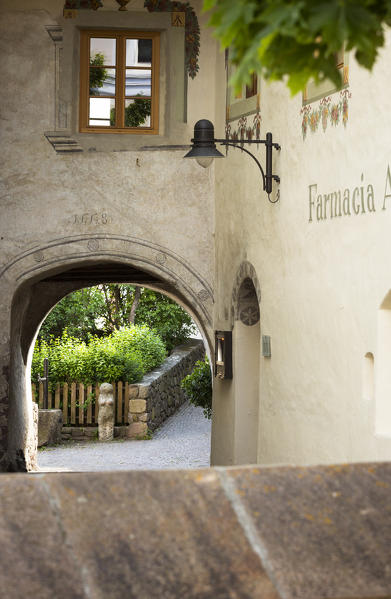 a view of a corner in the town of Sarntal, Bolzano province, South Tyrol, Trentino Alto Adige, Italy