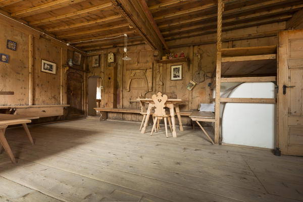 a view of the interior of an old country house in Sarntal, Bolzano province, Trentino, Alto Adige, South Tyrol, Ital