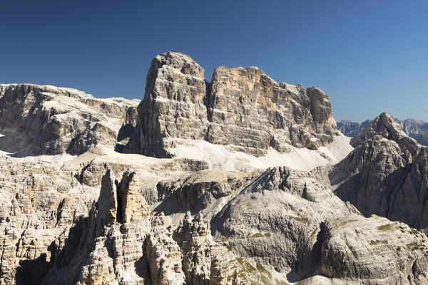 a summer view of the Sexten Dolomites taken from the Paternkofel , Bolzano province, South Tyrol, Trentino Alto Adige, Italy